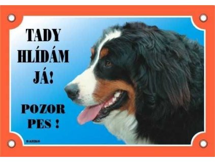 Barevná cedulka Pozor pes Bernský salašnický pes