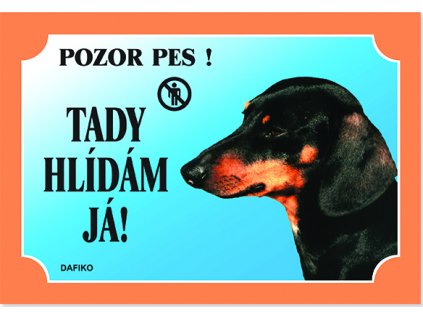 Barevná cedulka Pozor pes Jezevčík hladkosrstý černý