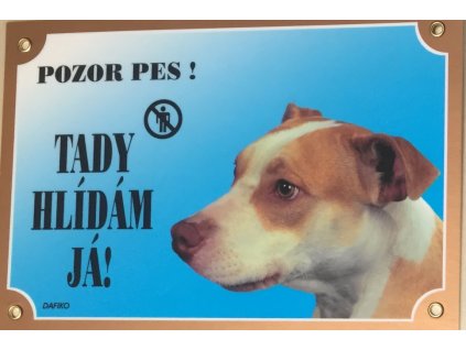 Barevná cedulka Pozor pes Pitbullterier