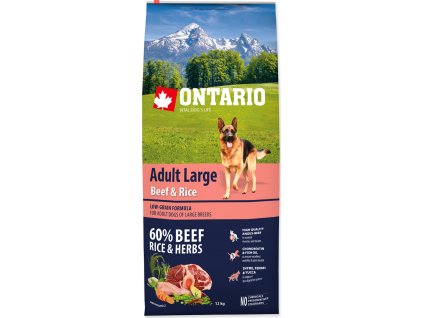 ONTARIO Dog Adult Large Beef & Rice 12kg