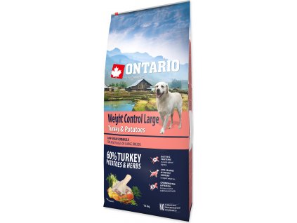 ONTARIO Dog Large Weight Control Turkey & Potatoes & Herbs 12kg