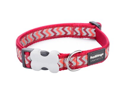 Obojek Red Dingo 20 mm x 30-47 cm - Ziggy Rfx - Červená