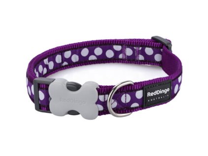 Obojek Red Dingo 15 mm x 24-36 cm - White Spots on Purple