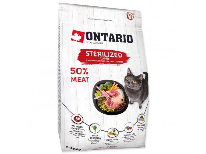 ONTARIO Cat Sterilised Lamb pro sterilizované dospělé kočky jehněčí 0,4kg
