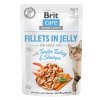 Brit Care Cat kapsička filetky v želé s jemným krůtím a krevetami 85g