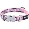 Obojek Red Dingo 12 mm x 20-32 cm - Bones Reflexní - Růžová
