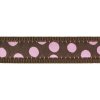 Obojek polostahovací. Red Dingo 15 mm x 26-40 cm - Pink Spots on Br.