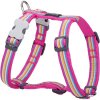 Postroj Red Dingo 12 mm x 30-44 cm - Horizontal Stripes Hot Pink