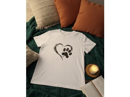 Bílé tričko srdce + tlapka