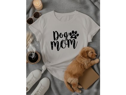 Bílé tričko "Dog mom"
