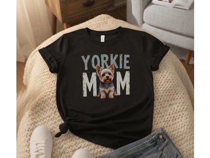 Černé tričko "Yorkie MOM"