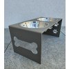 HafBar „Kost+pacičky“ – kovový stojan na dvě misky pro psy, velikost M (zeleno-šedá)