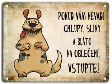 Plechová cedulka s voříškem III.