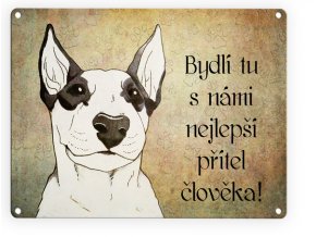 Plechová cedulka bulteriér přítel