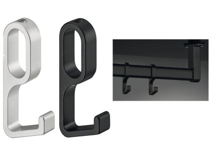 Háček z hliníku, pro šatní tyč OVA 30 x 14 mm