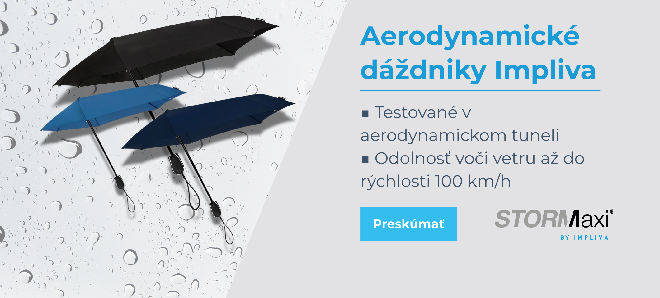 Aerodynamické dáždniky Impliva STORMaxi