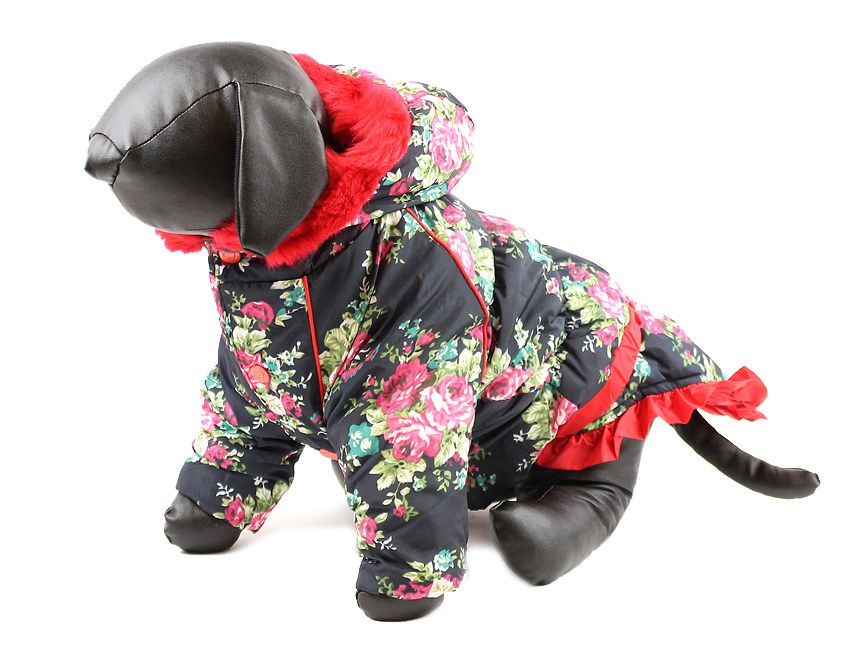 Zimní bunda pro fenky For My Dogs, červený kožíšek