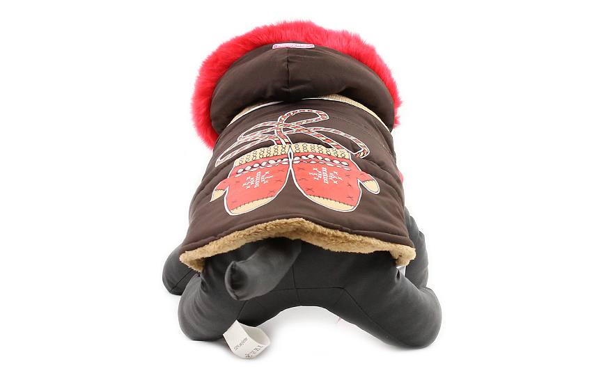 Zimní bunda pro psy a fenky FOR MY DOGS, hnědá s kapucí