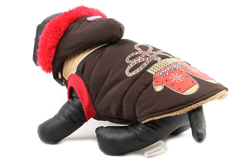 Zimní bunda pro psy a fenky FOR MY DOGS, hnědá s kapucí