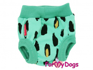  Bavlněné hárací kalhotky pro fenky od For My Dogs FMD PANTIES GREEN. Příjemný materiál a precizní zpracování, pružný pas, zavazování na tkaničku. (2)