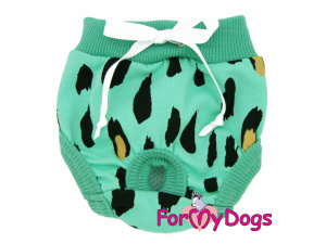  Bavlněné hárací kalhotky pro fenky od For My Dogs FMD PANTIES GREEN. Příjemný materiál a precizní zpracování, pružný pas, zavazování na tkaničku.