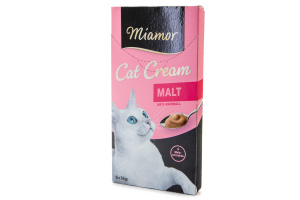  Sametový krém Miamor Cat Cream MALT s výtažkem ze sladu pomáhá kočkám přirozeně vylučovat pozřené chlupy z žaludku