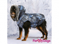  Obleček pro psy i fenky od FMD – zimní bunda DENIM BLUE z voduodpuzujícího materiálu. Bunda je zateplená sinteponem a má kožešinovou podšívku. Zapínání na suchý zip. (5)