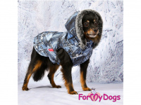  Obleček pro psy i fenky od FMD – zimní bunda DENIM BLUE z voduodpuzujícího materiálu. Bunda je zateplená sinteponem a má kožešinovou podšívku. Zapínání na suchý zip. (6)