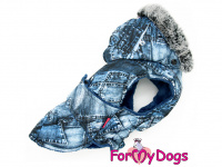  Obleček pro psy i fenky od FMD – zimní bunda DENIM BLUE z voduodpuzujícího materiálu. Bunda je zateplená sinteponem a má kožešinovou podšívku. Zapínání na suchý zip.