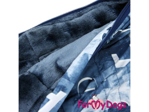  Obleček pro malé až střední psy – zateplený zimní overal DENIM LIKE od For My Dogs z voduodpuzujícího materiálu. Kožešinová podšívka, zateplený sinteponem (2)