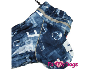  Obleček pro malé až střední psy – zateplený zimní overal DENIM LIKE od For My Dogs z voduodpuzujícího materiálu. Kožešinová podšívka, zateplený sinteponem (3)