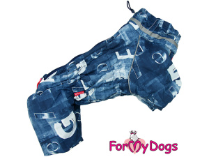  Obleček pro malé až střední psy – zateplený zimní overal DENIM LIKE od For My Dogs z voduodpuzujícího materiálu. Kožešinová podšívka, zateplený sinteponem