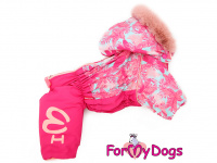  Obleček pro fenky – růžový, sinteponem zateplený zimní overal PINK od ForMyDogs. Vylepšené zapínání na zádech, odnímatelná kapuce. (2)