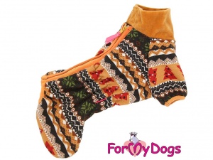 Obleček pro psy – oranžový overal s vánočním motivem (2)