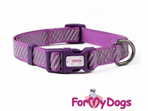 Obojky pro psy –  fialový obojek z kolekce ForMyDogs PURPLE REFLECTIVE STRIPES