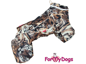  Obleček pro malé až střední fenky – zateplený zimní overal TIGER BROWN od For My Dogs z voduodpuzujícího materiálu. Kožešinová podšívka, zateplený sinteponem (5)