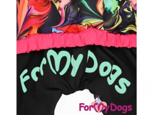 Obleček pro psy – nepromokavá pláštěnka pro fenky od ForMyDogs – ABSTRACT FLOWERS, detail 2