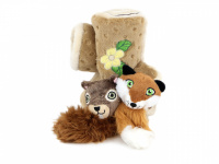  Plyšová hračka pro psy – plyšový pařez + dvě plyšové hračky. Měkoučký materiál, hračky při pohybu šustí, ideální pro štěňata a malá plemena psů. (4)