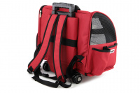  Kombinovaná taška-batoh na psy CAMON s odnímatelnými kolečky a výsuvným madlem. Nosnost 10 kg, lze nosit samostatně, rozměry 43 × 26 × 32 cm. Barva červená. (6)