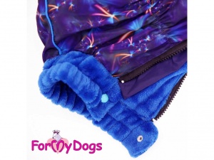 Obleček pro psy – fialový zimní overal od FMD, detail límce a podšívky