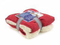  Měkoučká plyšová/semišová deka pro psy SCRUFFS ochrání vaši sedačku, křesla, potahy v autě a další citlivé povrchy před poškrábáním a znečištěním. Rozměry 72 × 110 cm, barva červeno-bílá.