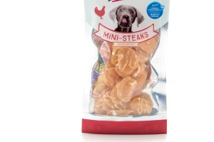 Ideální tréninková odměna, která se vejde do každé kapsy! Poloměkké mini-steaky z kuřecích prsou a tresky (2)