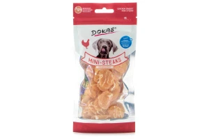 Ideální tréninková odměna, která se vejde do každé kapsy! Poloměkké mini-steaky z kuřecích prsou a tresky