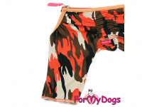  Obleček pro psy – lehoučký jednovrstvý overal DUSTER ORANGE CAMOUFLAGE, detail nohavic