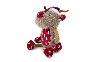  Vánoční plyšový sob – 32 cm měkoučkého plyše s pískátkem uvnitř. Ideální hračka pro malé až středně velké psy – pro radost, zábavu i sváteční pohodu (2)