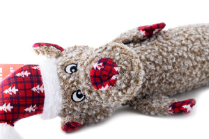  Vánoční plyšový sob – 50 cm měkoučkého plyše s pískátkem uvnitř. Ideální hračka pro střední psy – pro radost, zábavu i sváteční pohodu (4)