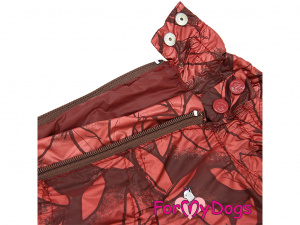  Obleček pro fenky jezevčíků – lehoučká pláštěnka BROWN LEAF od ForMyDogs, detail zapínání
