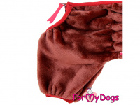  Obleček pro psy – jednovrstvý overal z plyšové kožešinky CHESTNUT, hnědý, detail zadních nohaviček