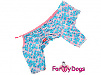  Obleček pro fenky – bavlněný overal ForMyDogs DUSTER BLUE FLOWERS