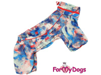  Pláštěnka pro fenky ForMyDogs MULTICOLOUR BLUE s hladkou podšívkou a otvorem na vodítko